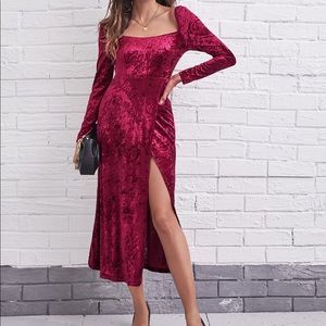Square Neck velvet Wrap dress Never worn new dress